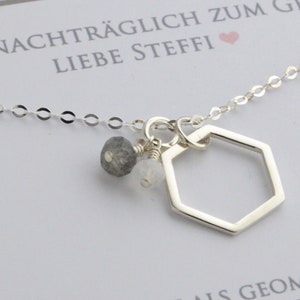 HEXAGON Kette Edelsteinchen 925 Sterling Silber Schmuck mit persönlicher Geschenkbox von Bloomgart