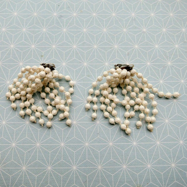 1960s White vintage gogo Earrings - mod rockabilly