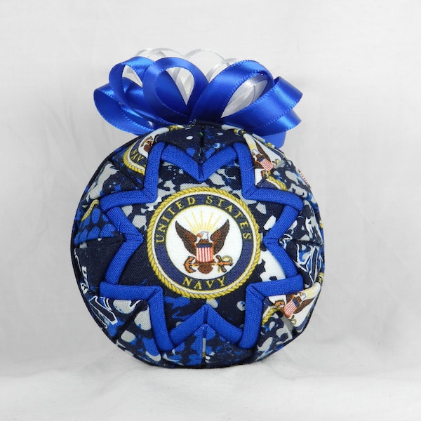 Navy Ornament | Military | Patriotic | Fabric Ornament | Quilted Ornament