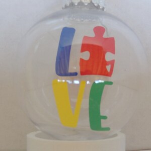 Autism Awareness Love Floating Glass Ornament