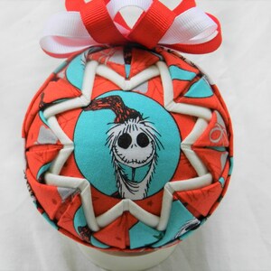 Jack Skellington Ornament | Jack Skellington Santa | Folded Fabric Ornament | Quilted Ornament