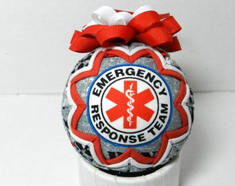 Emergency Response Team Ornament | EMT Ornament | EMT | Medic | Ornament | Quilted Ornament | Folded Fabric