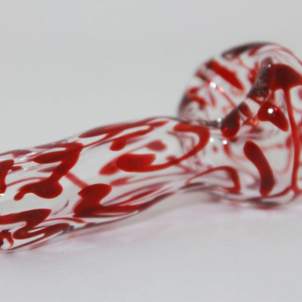 Glass Smoking Pipe, Red Squiggle Shorty
