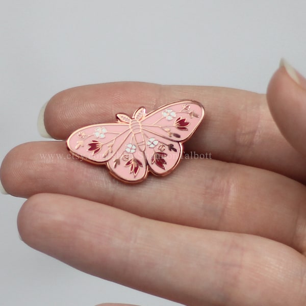 SECONDS SALE New Beginnings Moth Enamel Pin - Bubblegum Pink