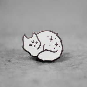 Cat Enamel Pin, Cute Kitty Enamel Pin, Witchy Enamel Pin, Goth Pin, Celestial Pin, Gift For Her, Gift For Sister, Girlfriend Gift Under 15