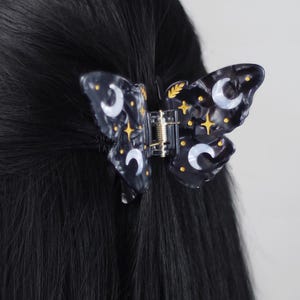 Celestial Moth Hair Claw, Butterfly Hair Claw, Boho Insect Hair Clips, Unique Moon Hair Accessories, Gift For Friend, Gift for Her Under 30