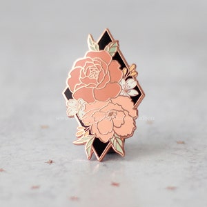 Wildflowers Enamel Pin, Bouquet Pin, Plant Lady Pin, Geometric Pin, Rose and Peony Pin, Gift For Mom, Friend Gift, Girlfriend Gift Under 15