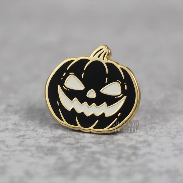 SECONDS SALE Glow in the Dark Jack-O-Lantern Enamel Pin, Pumpkin Pin, Cute Halloween Pin, Spooky Pin, Goth Pin, Witchy Gift, Gift Under 15