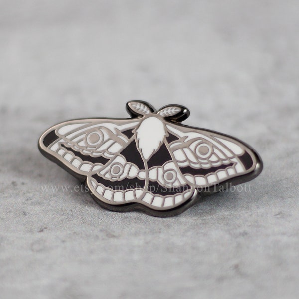 Emperor Moth Enamel Pin, Butterfly Pin, Insect Bug Pin, Entomology Pin, Goth Lapel Pin, Gift for Friend, Gift for Coworker, Gift Under 15