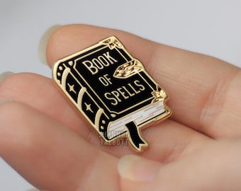 SECONDS SALE Book of Spells Enamel Pin, Spellbook Enamel Pin, Goth Pin, Cute Halloween Pin, Spooky Witch Pin, Gift for Friend, Gift Under 15