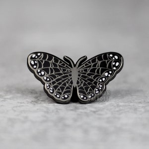 SECONDS SALE Spiderweb Butterfly Enamel Pin, Spooky Moth Bug Pin, Halloween Pin, Gift For Her, Gift For Sister, Girlfriend Gift Under 15