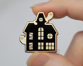 Geister Haus Emaille Pin, Glow in the Dark Pin, Geister Pin, Halloween Pin, Gruseliger Goth Pin, Geschenk für Freunde, Geschenk für BF, Geschenk unter 15