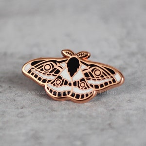 Emperor Moth Enamel Pin, Butterfly Pin, Insect Bug Pin, Entomology Pin, Goth Lapel Pin, Gift for Friend, Gift for Coworker, Gift Under 15