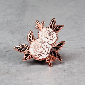 Peonies Enamel Pin, Bouquet Pin, Plant Lady Pin, Tattoo Flower Pin, Rose and Peony Pin, Gift For Mom, Friend Gift, Girlfriend Gift Under 15