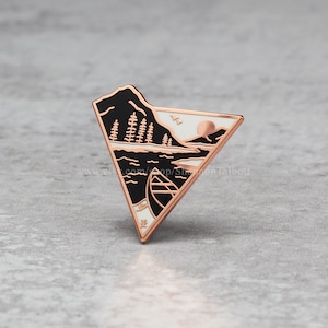 SECONDS SALE River Enamel Pin, Lake Enamel Pin, Wanderlust Pin, Travel Enamel Pin, Rose Gold Pin, Gifts For Him Under 15, Groomsman Gift