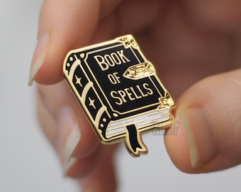 Book of Spells Enamel Pin, Spellbook Enamel Pin, Cute Halloween Pin, Spooky Witchy Pin, Gift for Friend, Gift for Coworker, Gift Under 15