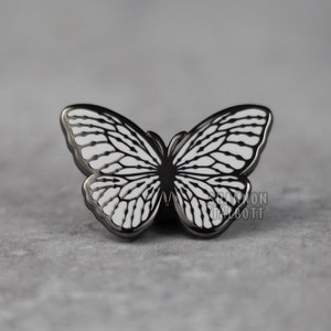 SECONDS SALE White Tree Nymph Butterfly Enamel Pin, Moth Pin, Insect Bug Pin, Lapel Pin, Gift for Friend, Gift for Coworker, Gift Under 15