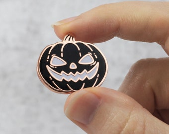 Glow in the Dark Jack-O-Lantern Enamel Pin, Pumpkin Pin, Halloween Pin, Trick or Treat Pin, Spooky Pin, Goth Pin, Witchy Gift, Gift Under 15