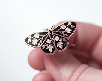 New Beginnings Moth Enamel Pin, Floral Moth Pin, Bug Enamel Pin, Butterfly Enamel Pin, Gift For Her, Gift For Friend, Birthday Gift Under 15