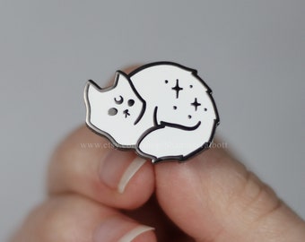 SECONDS SALE Cat Enamel Pin, Kitty Enamel Pin, Witchy Pin, Goth Pin, Celestial Pin, Gift For Her, Gift For Sister, Girlfriend Gift Under 15