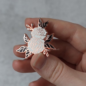 SECONDS SALE Peonies Enamel Pin, Bouquet Pin, Plant Lady Pin, Flower Rose Pin, Peony Pin, Gift For Mom Friend Gift, Girlfriend Gift Under 15