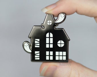 SECONDS SALE Haunted House Enamel Pin, Glow in the Dark Pin, Halloween Pin, Spooky Pin, Gift for Friend, Gift for Coworker, Gift Under 15