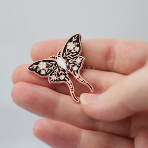 Luna Moth Enamel Pin, Butterfly Pin, Insect Bug Pin, Rose Gold Pin, Lapel Pin, Boho Pin, Gift for Friend, Gift for Coworker, Gift Under 15