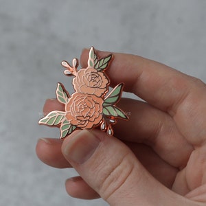 SECONDS SALE Peonies Enamel Pin, Bouquet Pin, Plant Lady Pin, Flower Rose Pin, Peony Pin, Gift For Mom Friend Gift, Girlfriend Gift Under 15