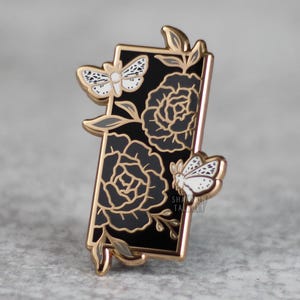 Moth Floral Enamel Pin, Butterfly Pin, Bug Insect Pin, Moth Pin, Flower Enamel Pin, Gift For Her, Gift For Sister, Girlfriend Gift Under 15