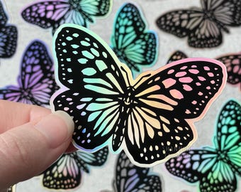 Schmetterling Holographische Aufkleber, Vinyl Schmetterlinge Aufkleber, 90er Vibes Aufkleber, Motten Aufkleber, Becher Aufkleber, Laptop Aufkleber, Geschenk für Sie