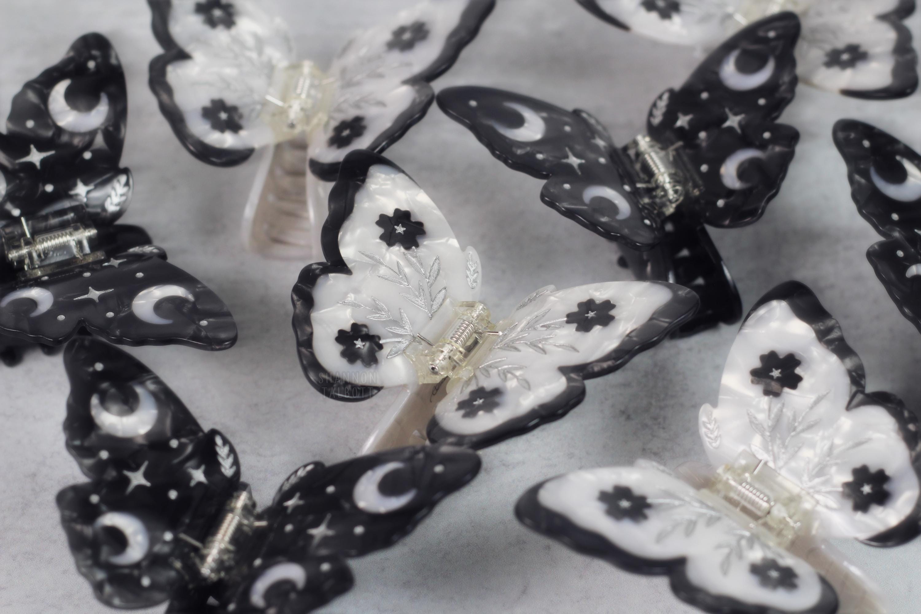 Celestial Silver Moth Lunar Hair Clip rhodium-plated-silver-luna-  main image 2