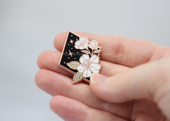 Flower Enamel Pin Floral Enamel Pin Tattoo Pin Botanical Pin