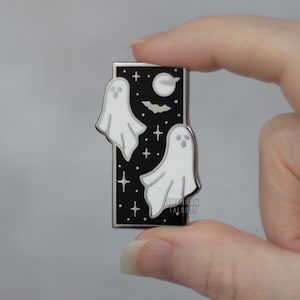 Ghost Duo Enamel Pin, Cute Halloween Pin, Bat Enamel Pin, Spooky Enamel Pin, Goth Enamel Pin, Witchy Gift, Gold Pin, Gift Under 15