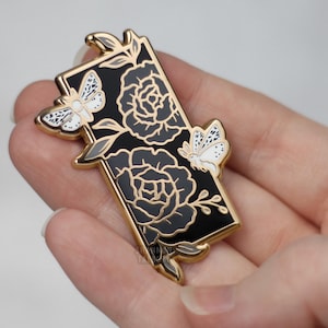 SECONDS SALE Moth Floral Enamel Pin, Butterfly Pin, Moth Pin, Flower Enamel Pin, Gift For Her, Gift For Sister, Girlfriend Gift Under 15