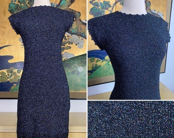 1960s 70s Vintage Lurex Knit Sweater Dress -- Lovely But Needs TLC!