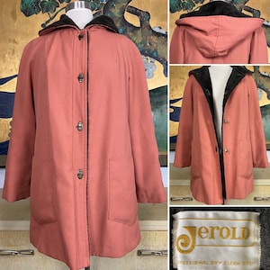 1970s Vintage Hooded Faux Fur Lined Coat by Jerold -- Soft and Cozy Faux Fur Lining with Twist Lock Closures!