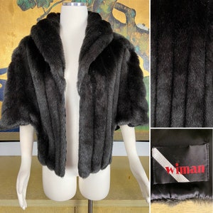 1970s 80s Vintage Faux Fur Stole by Wiman -- Rich Dark Brown &quot;Fur&quot;