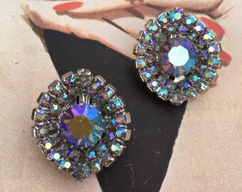 Vintage Aurora Borealis Earring Set -- So Eye Catching!