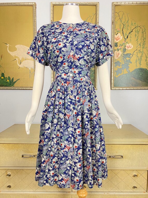 1980s 90s Vintage Cotton Floral Print Dress by Je… - image 2