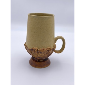 Vintage Mid Century Stoneware Mug -- Unique Design, Earthy Colors!