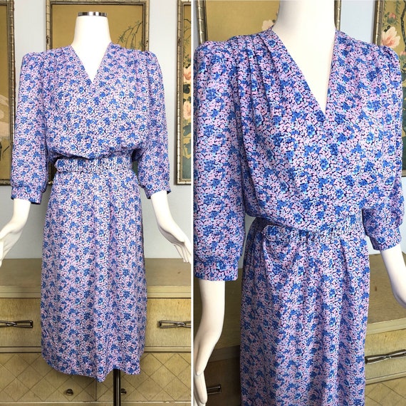 1980s Vintage Floral Print Dress by JT Dress -- Lo