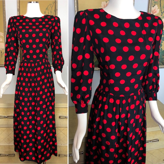 1980s Vintage Polka Dot Print Dress by Lanz Origi… - image 1