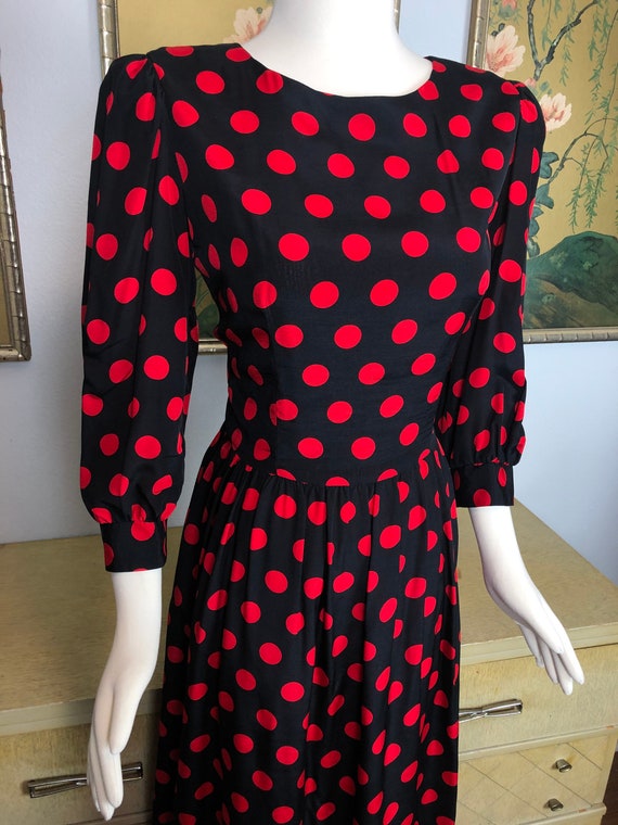 1980s Vintage Polka Dot Print Dress by Lanz Origi… - image 3