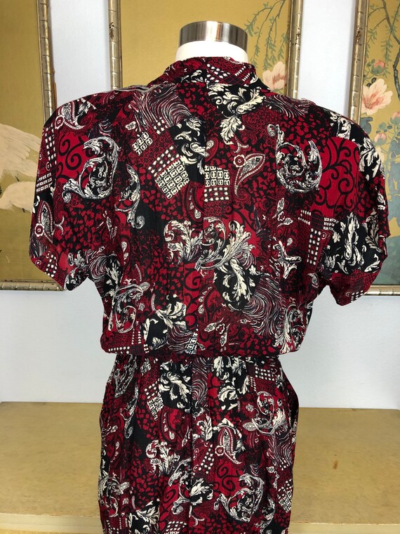 1980s Vintage Abstract Filigree Print Dress by Ca… - image 7