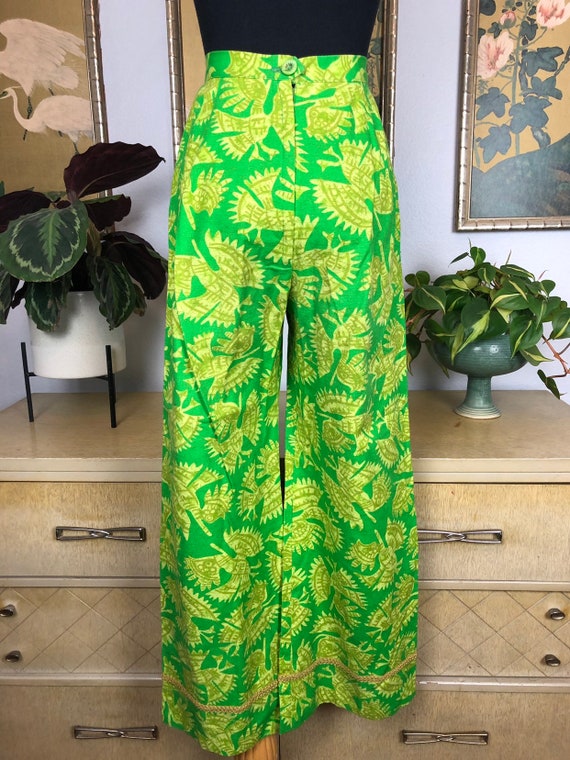 1960s Vintage Batik Print High Waisted Pants -- F… - image 6