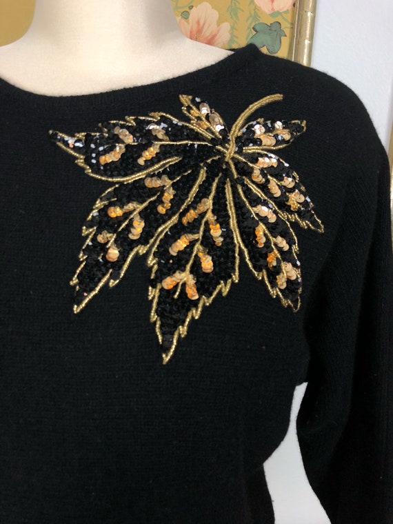 1980s Cozy Angora Blend Sweater -- Beautiful Sequ… - image 2