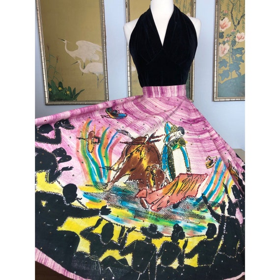 1950s Vintage Hand Painted and Sequined Mexican Ci