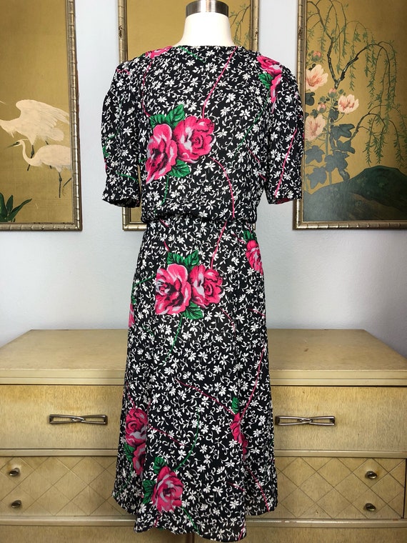 1990s Vintage Rose Print Dress by Joy Gordon -- S… - image 2