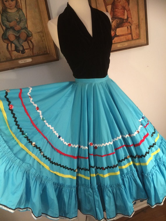 1960s Incredibly Full Turquoise Circle Skirt--Ric