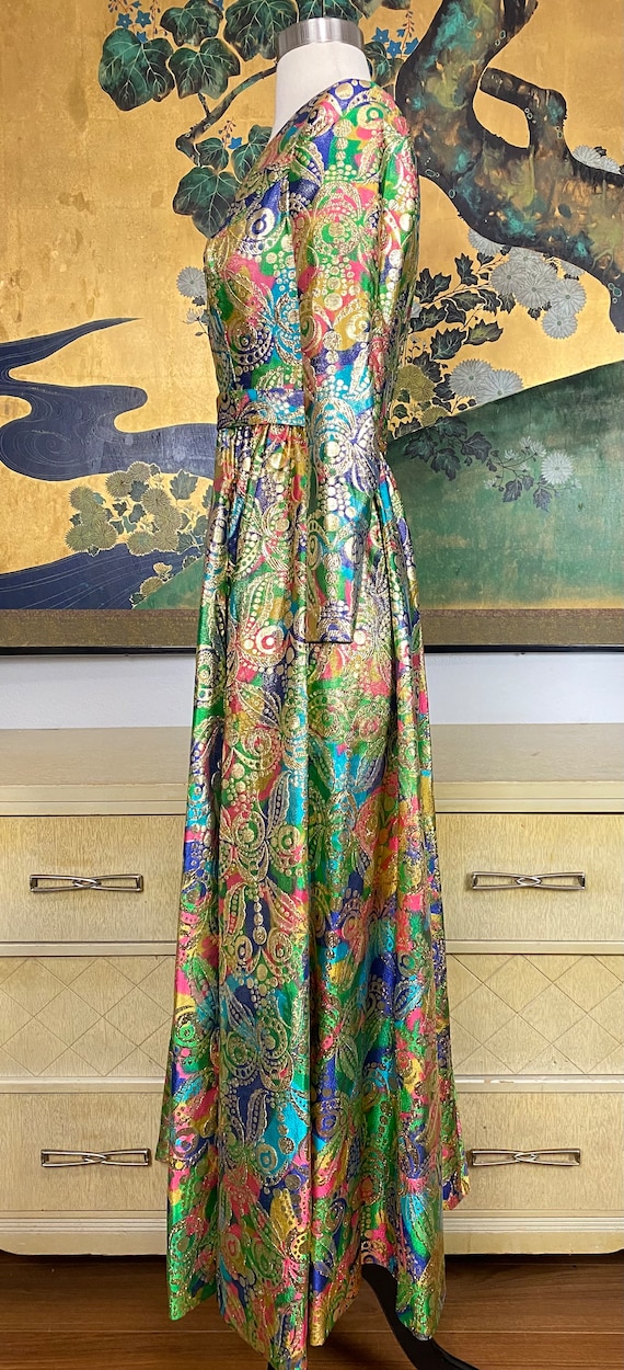 1960s Vintage Floor Length Brocade Evening Gown -… - image 6